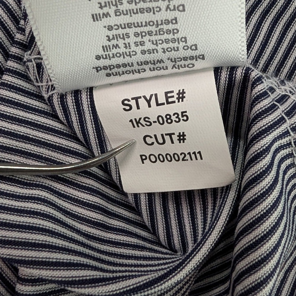 Mizzen + Main XL Classic Fit Blue White Stripe Performance Polo Golf Stretch - Picture 7 of 11